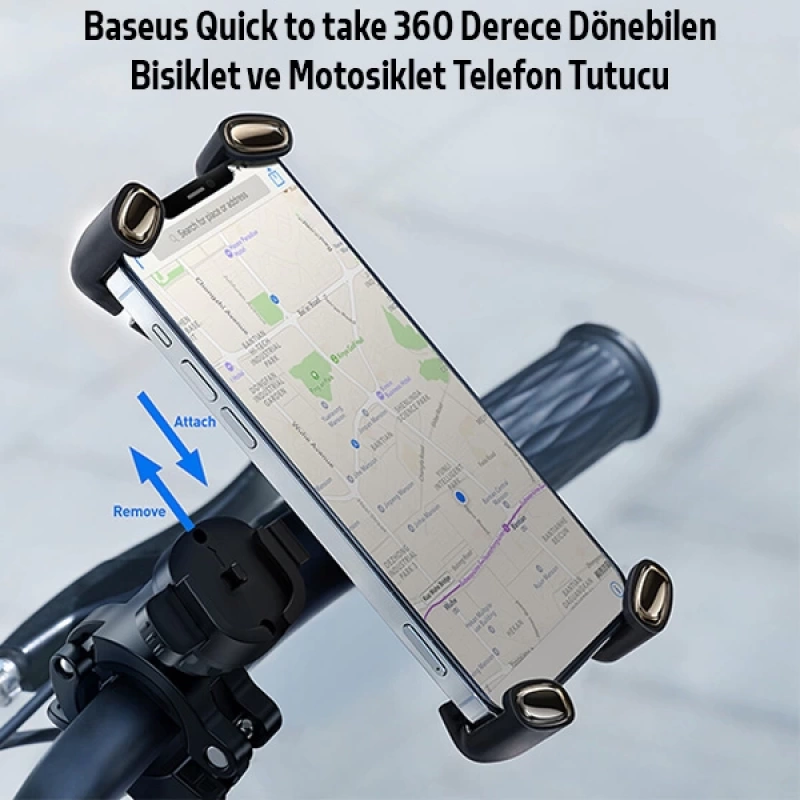 Baseus Quick to take 360 Derece Dönebilen Bisiklet ve Motosiklet Telefon Tutucu