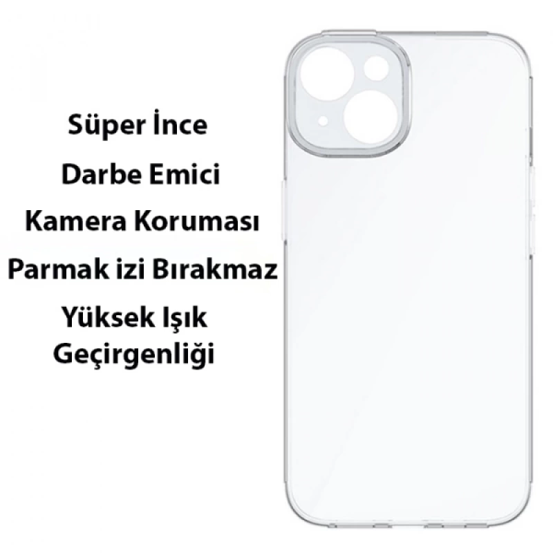 Baseus Simple Case iPhone 14 Plus 6.7 Kamera Korumalı İnce Silikon Şeffaf Kılıf