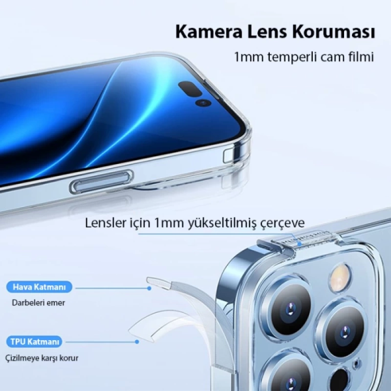 Baseus Simple Case iPhone 14 Pro Max 6.7 Kamera Korumalı İnce Silikon Şeffaf Kılıf