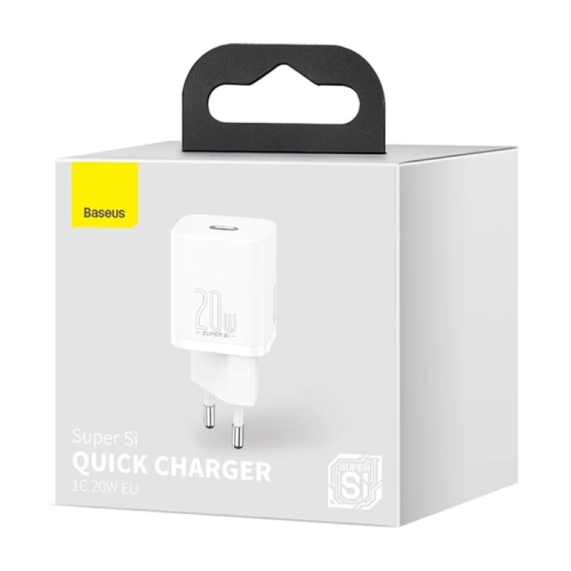 Baseus Super Si 20W PD Type-C Hızlı Şarj Adaptörü 20W İPhone 15-14-13- 12-11 Hızlı Şarj