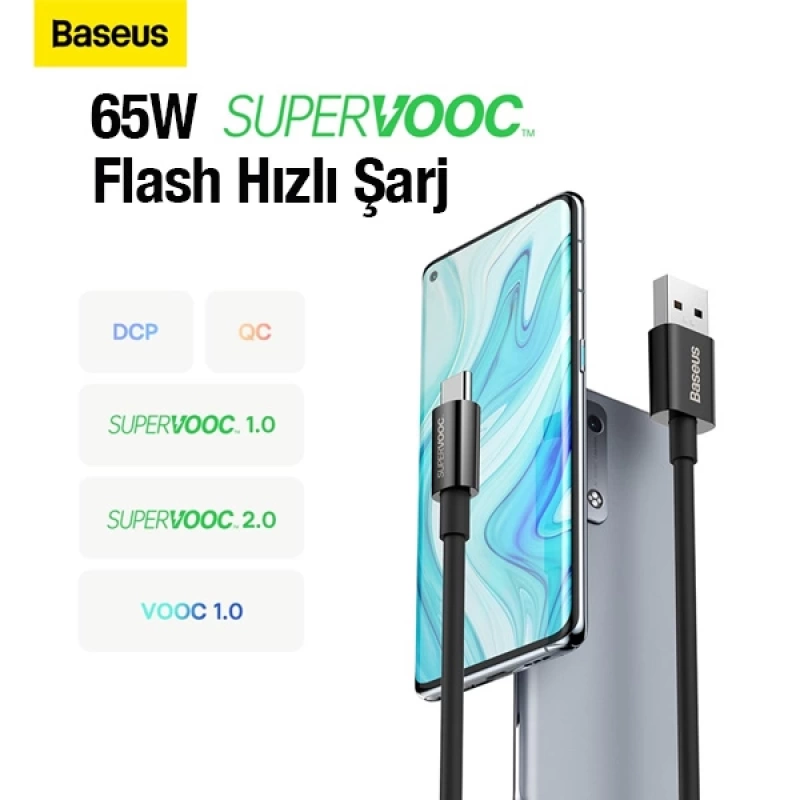 Baseus Superior Series 65W USB to Type-C Hızlı Data Şarj Kablosu 1m  (SUPERVOOC)