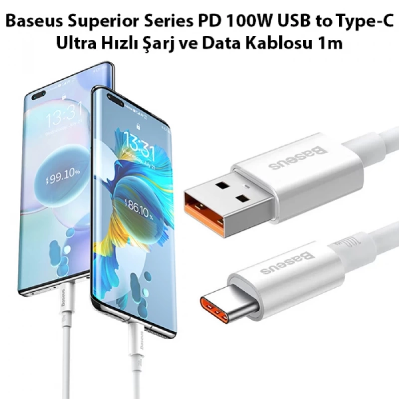 Baseus Superior Series PD 100W USB to Type-C Ultra Hızlı Şarj ve Data Kablosu 1m