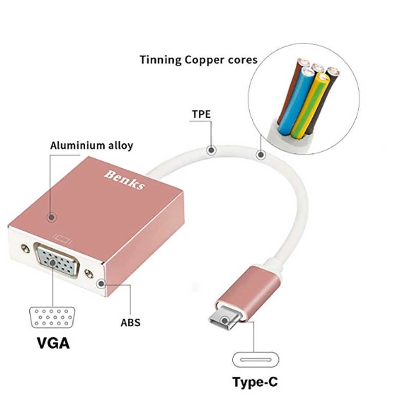 Benks Usb 3.1 Type-C to VGA Adaptör