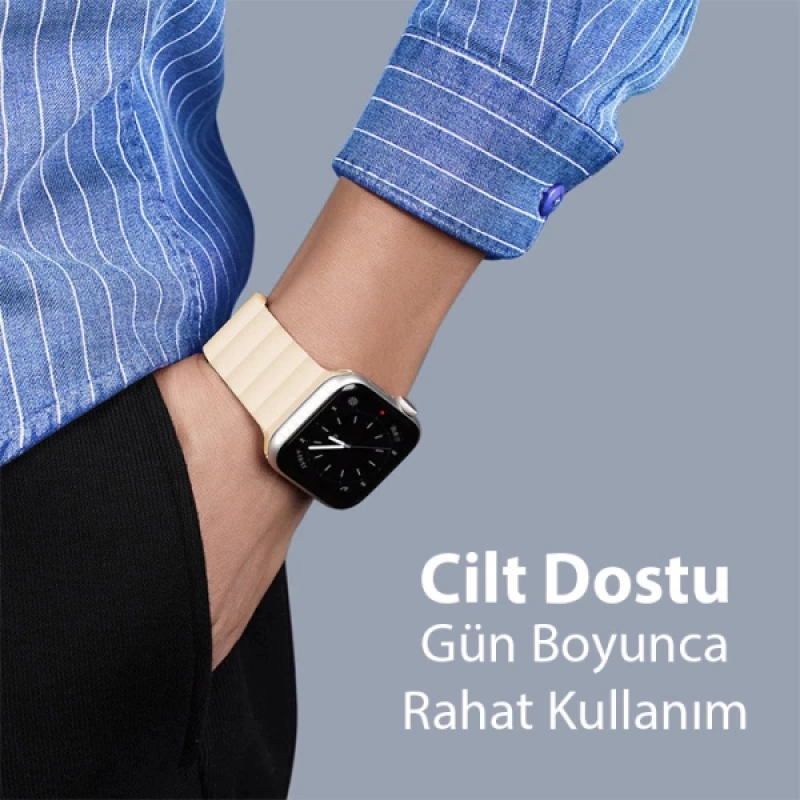 DUX DUCIS Apple Watch 38-40-41MM için Manyetik Zincir Versiyon PU Deri Kayış Kordon