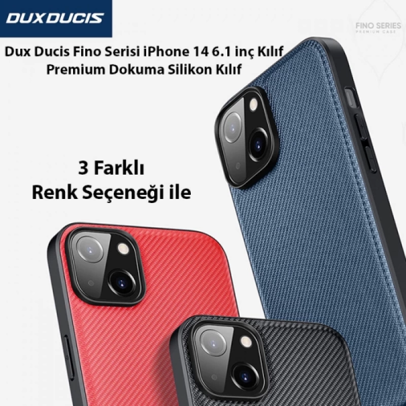 Dux Ducis Fino Serisi iPhone 14 6.1 inç Kılıf Premium Dokuma Silikon Kılıf