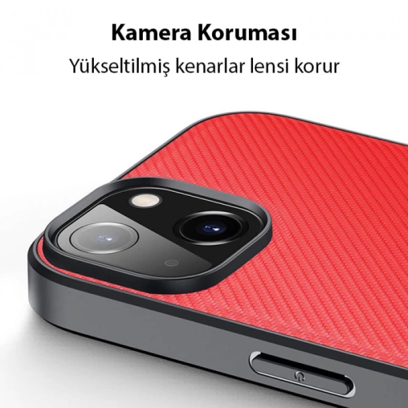 Dux Ducis Fino Serisi iPhone 14 6.1 inç Kılıf Premium Dokuma Silikon Kılıf