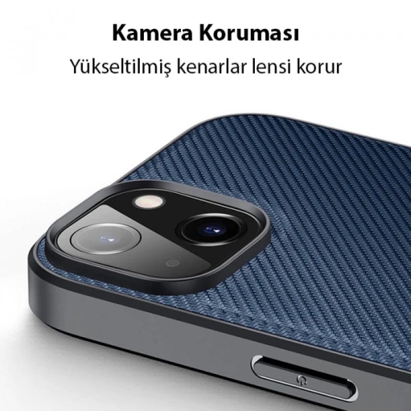 Dux Ducis Fino Serisi iPhone 14 6.1 inç Kılıf Premium Dokuma Silikon Kılıf