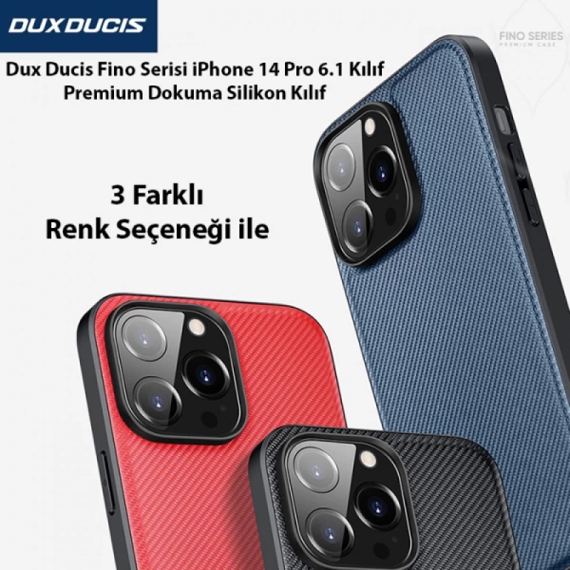 Dux Ducis Fino Serisi iPhone 14 Pro 6.1 inç Kılıf Premium Dokuma Silikon Kılıf