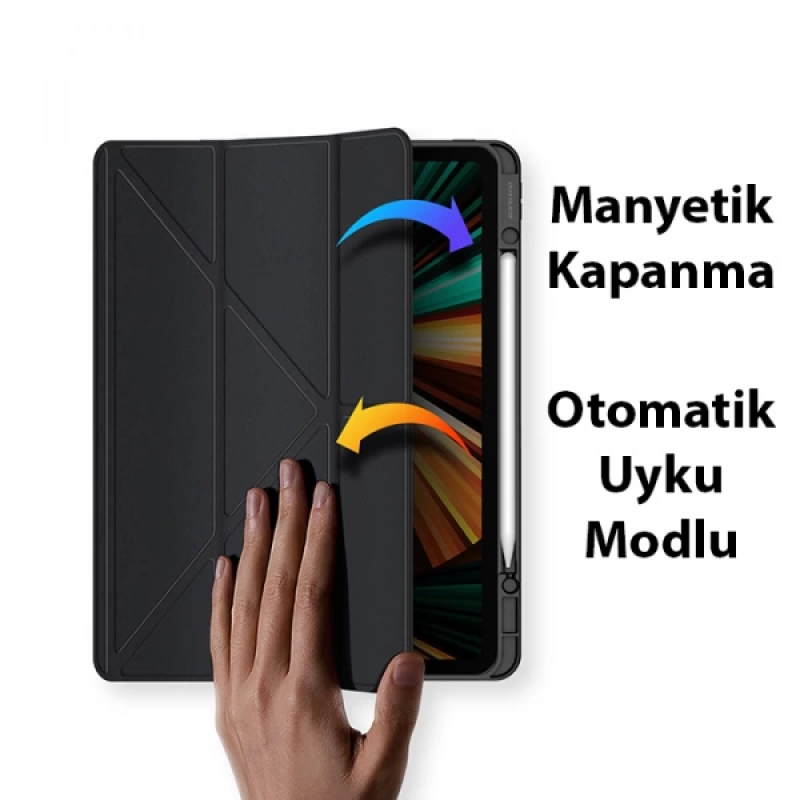 Dux Ducis iPad Pro 12.9 2022-2021-2020-2018 Kılıf Magi Series Kalem Tutuculu Uyku Modlu Kapaklı Kılı