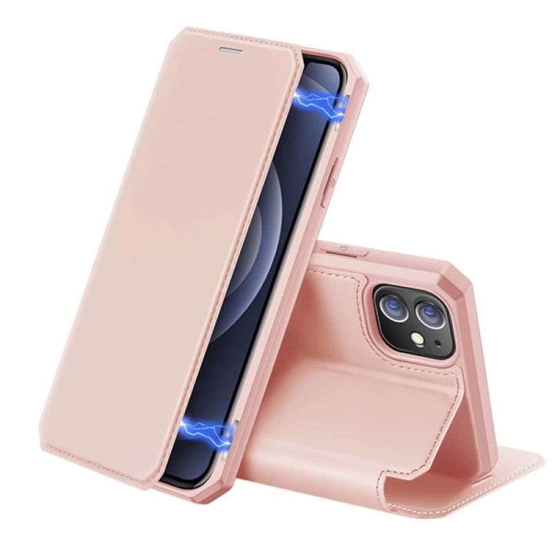 DUX DUCİS iPhone 12 Mini Kılıf Mıkantıslı Kapaklı Flip Cover Kılıf Skin X Series Flip Case