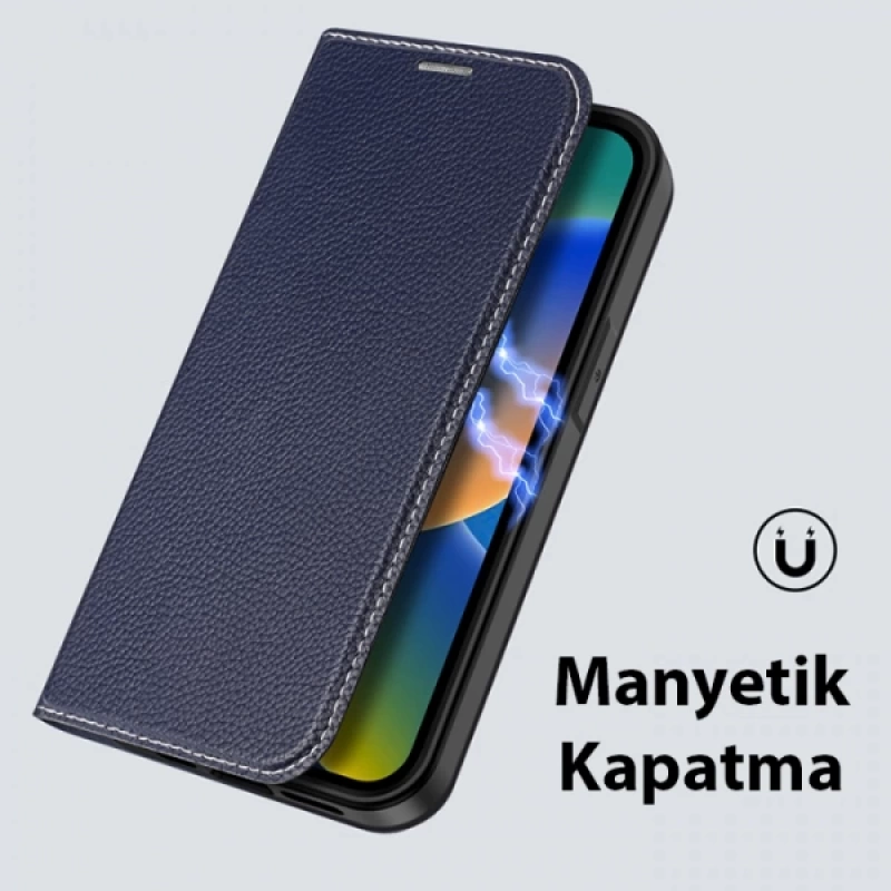 Dux Ducis iPhone 14 Plus 6.7 Kılıf Skin X PU Deri Manyetik Kapaklı Kılıf Magnetic Folio Case