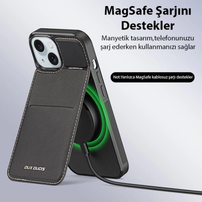 Dux Ducis iPhone 14 Plus Rafi Series MagSafe Premium Deri Kılıf