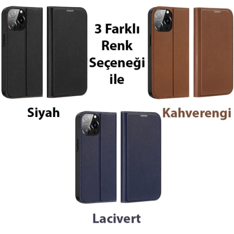 Dux Ducis iPhone 14 Pro 6.1 Kılıf Skin X2 Series PU Deri Manyetik Kapaklı Kılıf Magnetic Folio Case