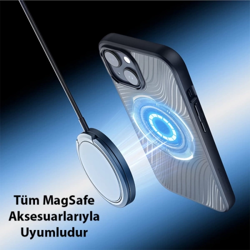 Dux Ducis iPhone 15 Aimo Series MagSafe Premium Buzlu Sert PC-TPU Kılıf