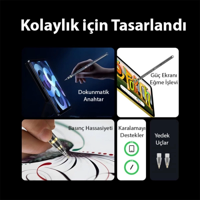 Dux Ducis SP-04 Manyetik Şarjlı Stylus Pen iPad Tablet Dokunmatik Kalem Transparent