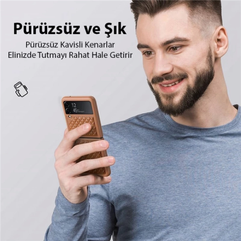 Dux Ducis Venice Series Samsung Galaxy Z Flip3 5G için Premium Deri Kılıf