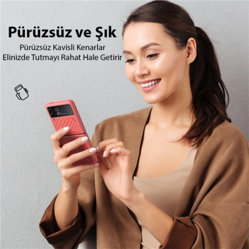 Dux Ducis Venice Series Samsung Galaxy Z Flip3 5G için Premium Deri Kılıf