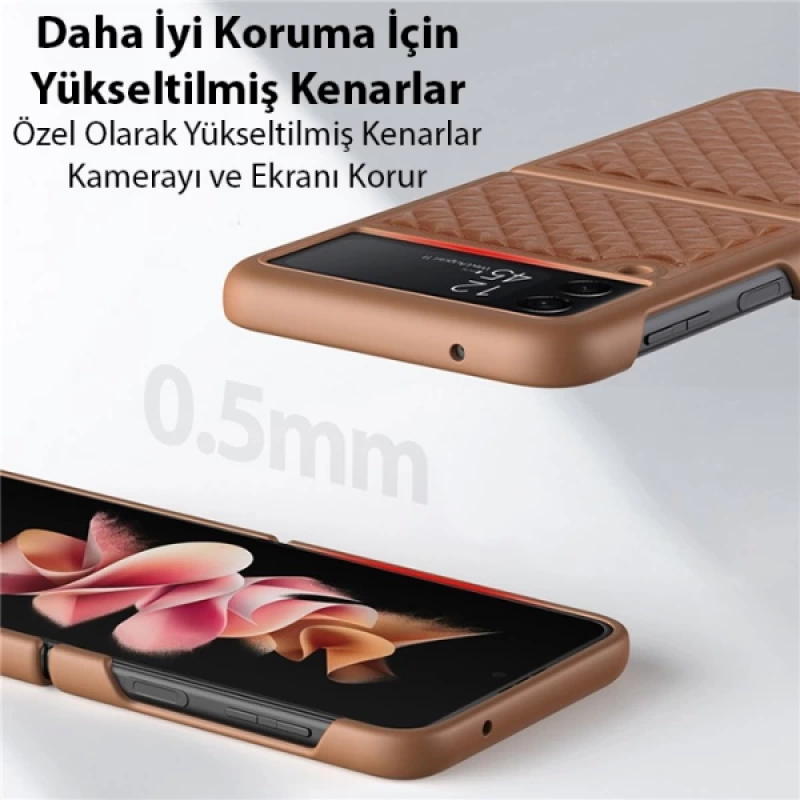 Dux Ducis Venice Series Samsung Galaxy Z Flip3 5G için Premium Deri Kılıf