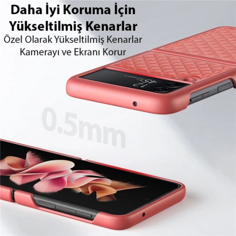 Dux Ducis Venice Series Samsung Galaxy Z Flip3 5G için Premium Deri Kılıf