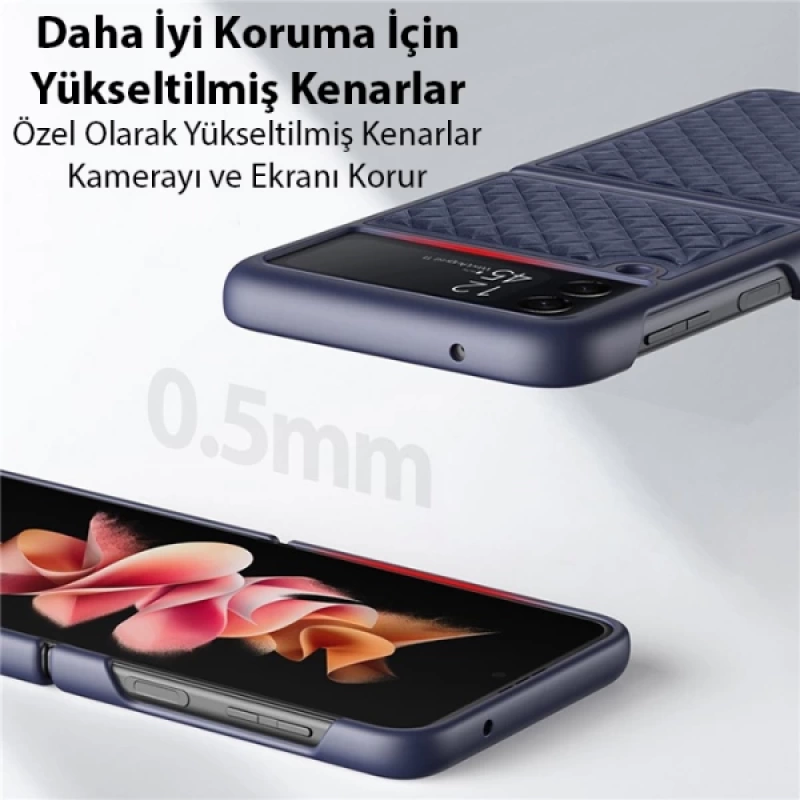 Dux Ducis Venice Series Samsung Galaxy Z Flip3 5G için Premium Deri Kılıf