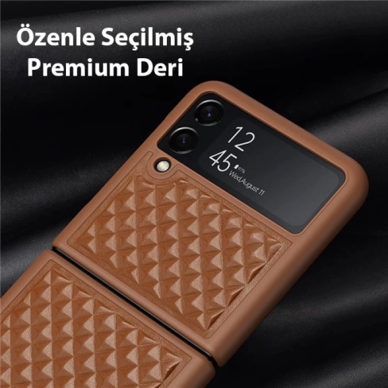 Dux Ducis Venice Series Samsung Galaxy Z Flip3 5G için Premium Deri Kılıf