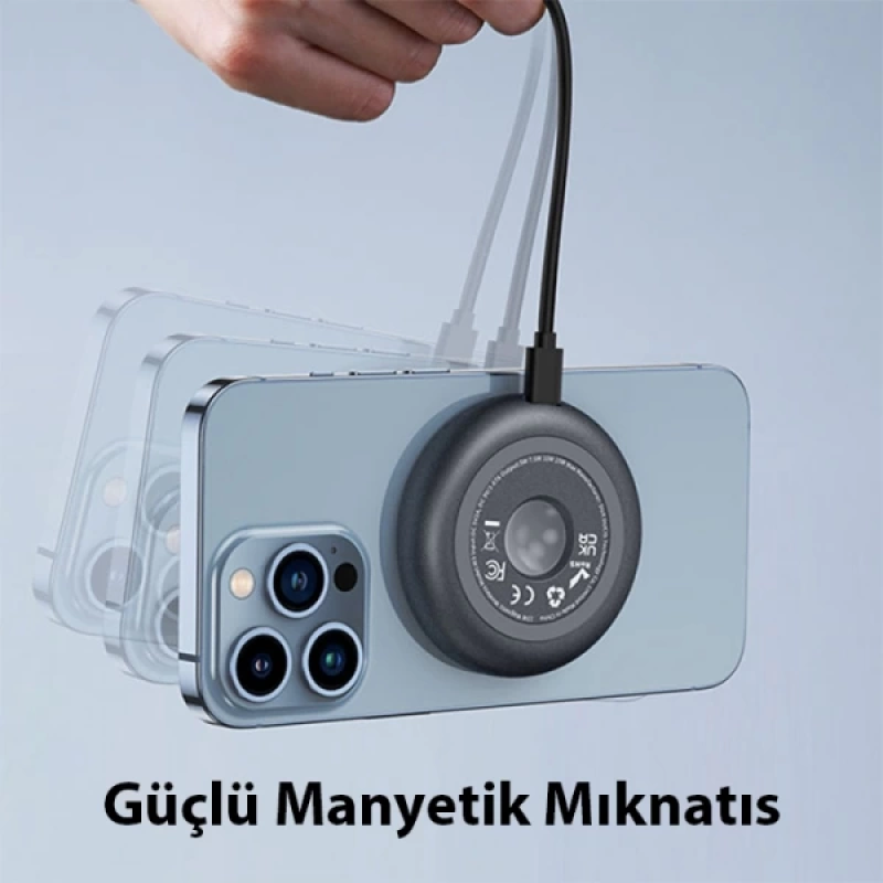 Duzzona W3 15W Manyetik Magsafe Uyumlu Masaüstü Wireless Kablosuz Şarj Cihazı