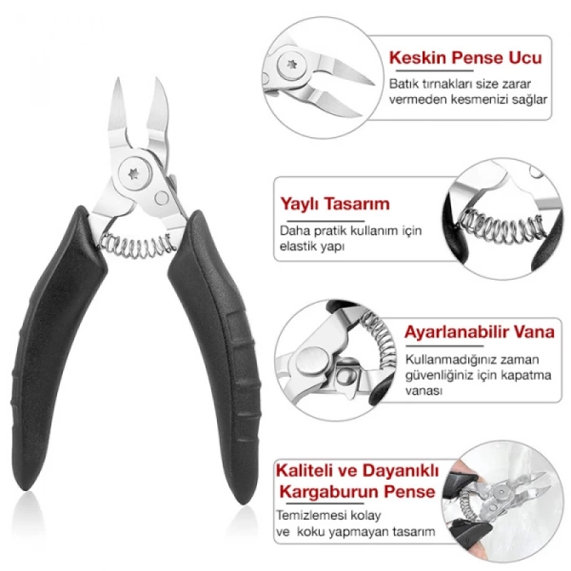 EZERE Paslanmaz Çelik Pedikür Seti 4 Parça(Özel Tırnak Makası