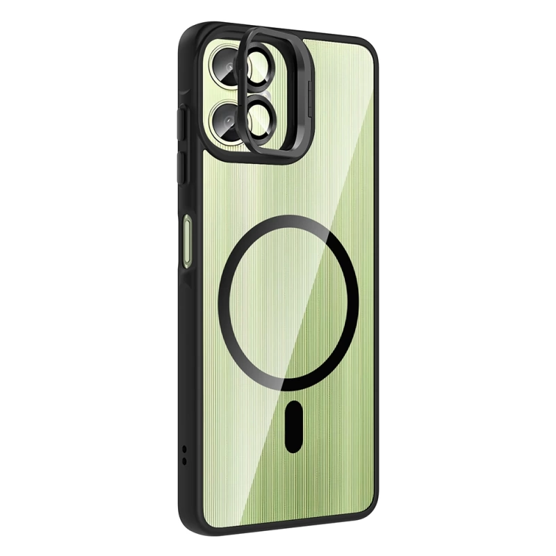 Galaxy A06 Kılıf Standlı ve Kamera Lens Hediyeli M-Safe Şarj Özellikli Zore Etro Kapak