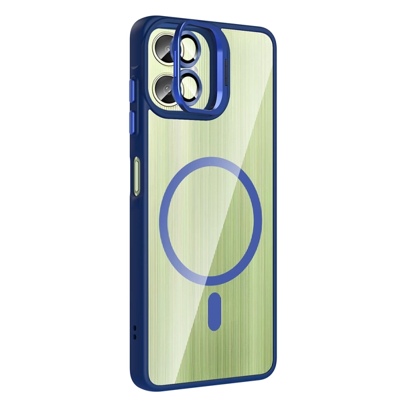 Galaxy A06 Kılıf Standlı ve Kamera Lens Hediyeli M-Safe Şarj Özellikli Zore Etro Kapak