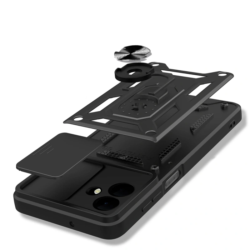 Galaxy A07 Kılıf Magnetik Standlı Kamera Korumalı Zore Sürgülü Vega Kapak