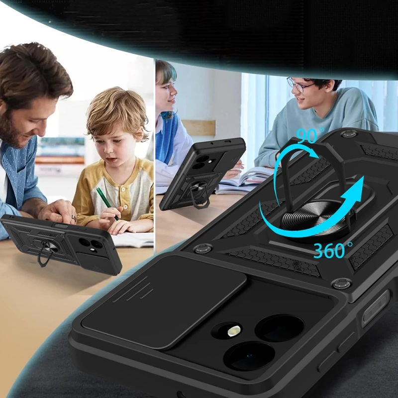 Galaxy A07 Kılıf Magnetik Standlı Kamera Korumalı Zore Sürgülü Vega Kapak