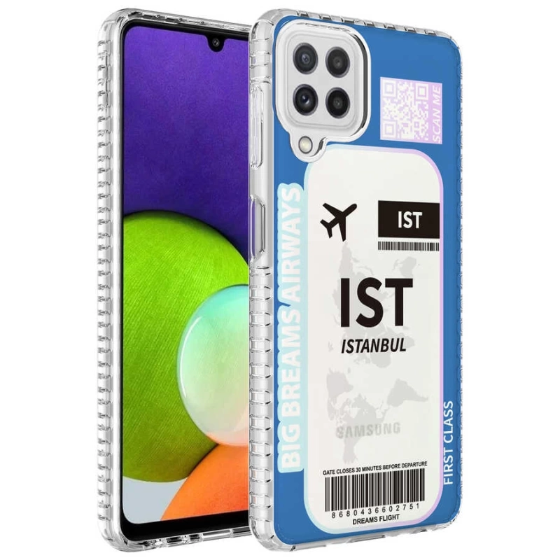 Galaxy A12 Kılıf Airbag Kenarlı Renkli Desenli Silikon Zore Elegans Kapak