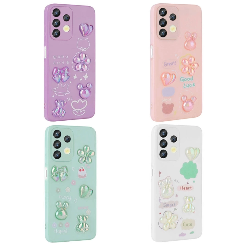 Galaxy A13 4G Kılıf Kabartma Figürlü Parlak Zore Toys Silikon Kapak