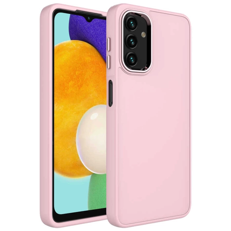 Galaxy A13 4G Kılıf Metal Çerçeve ve Buton Tasarımlı Silikon Zore Luna Kapak