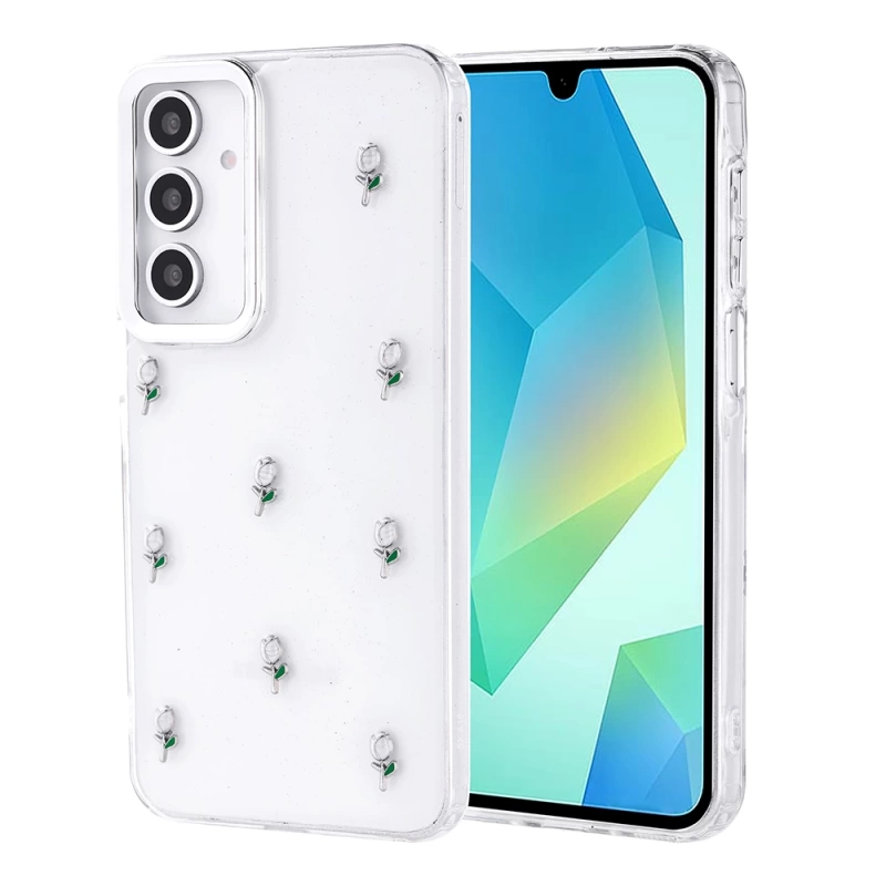 Galaxy A16 Kılıf Airbag Tasarımlı Simli Şeffaf Zore Kutup Kapak