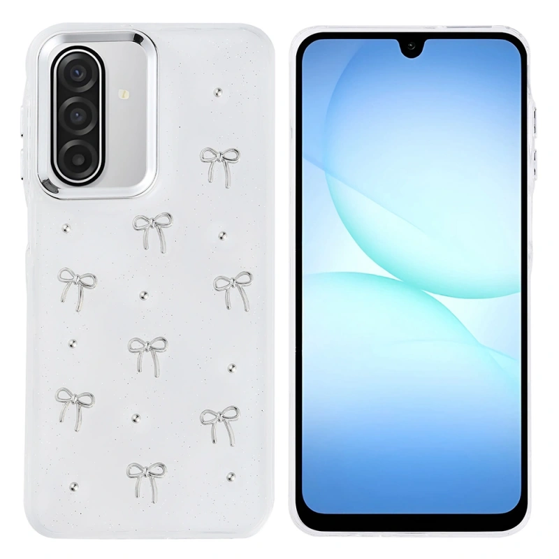 Galaxy A17 Kılıf Airbag Tasarımlı Simli Şeffaf Zore Kutup Kapak