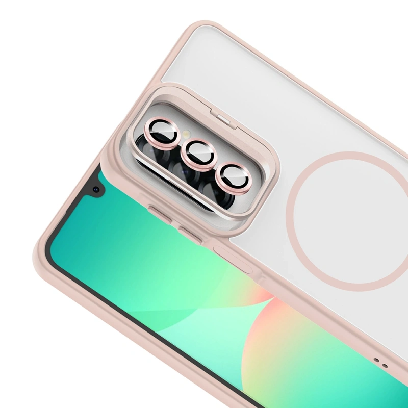 Galaxy A17 Kılıf Standlı ve Kamera Lens Hediyeli Zore Etro Kapak