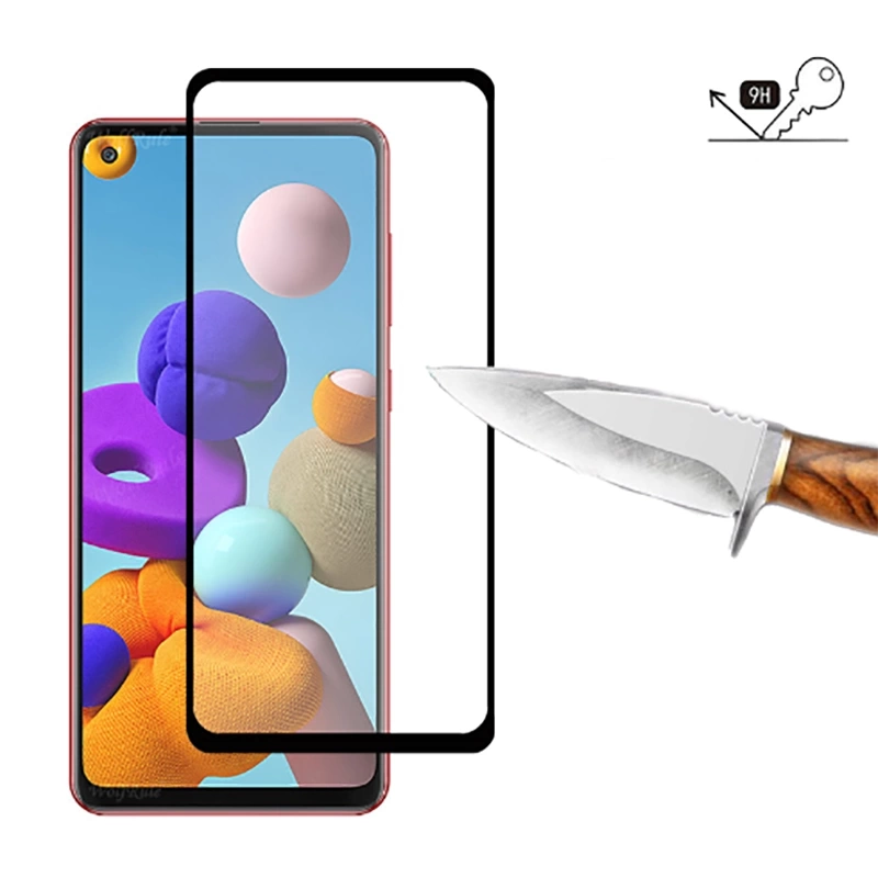 Galaxy A21S Zore Kenarları Kırılmaya Dayanıklı Cam Ekran Koruyucu