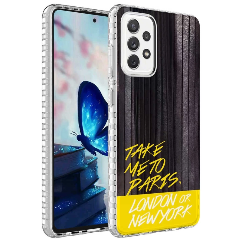 Galaxy A23 Kılıf Airbag Kenarlı Renkli Desenli Silikon Zore Elegans Kapak