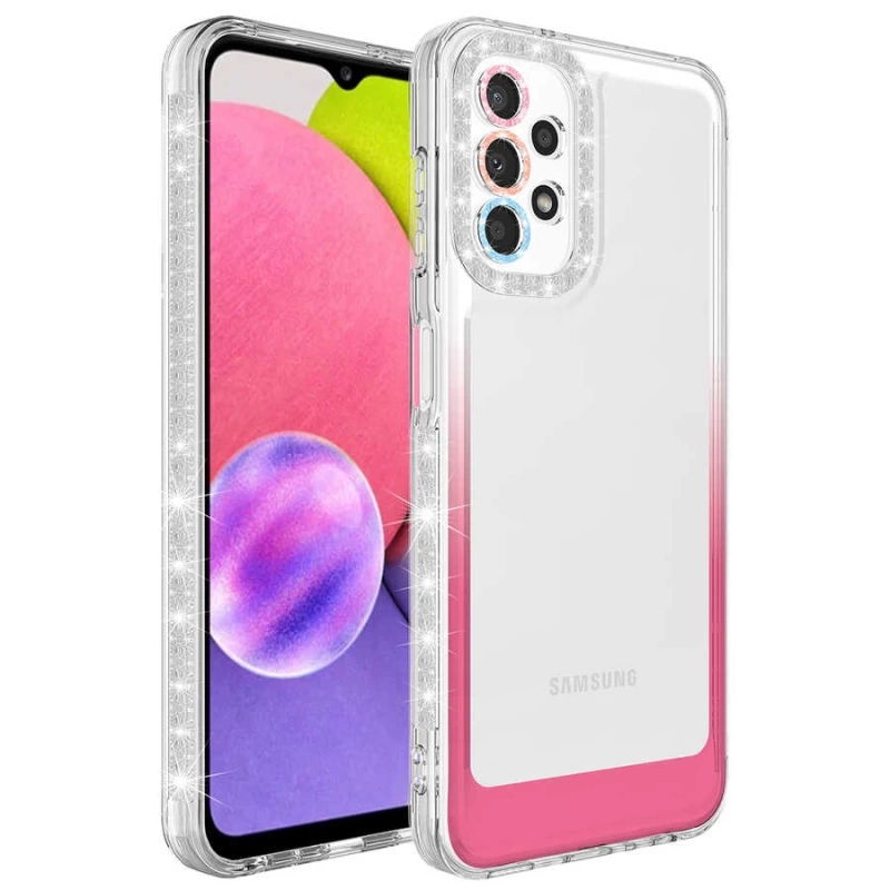 Galaxy A23 Kılıf Simli ve Renk Geçiş Tasarımlı Lens Korumalı Zore Park Kapak