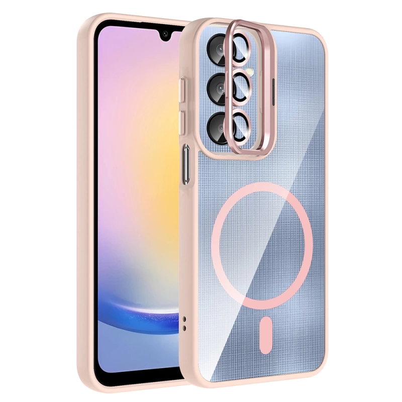Galaxy A36 Kılıf Standlı ve Kamera Lens Hediyeli M-Safe Şarj Özellikli Zore Etro Kapak