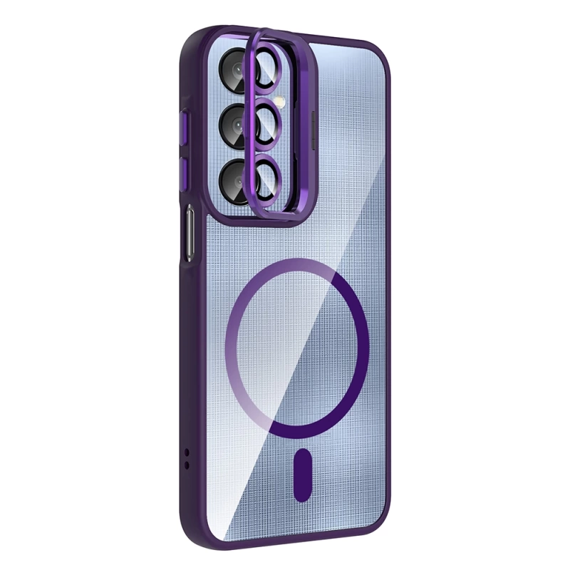 Galaxy A36 Kılıf Standlı ve Kamera Lens Hediyeli M-Safe Şarj Özellikli Zore Etro Kapak
