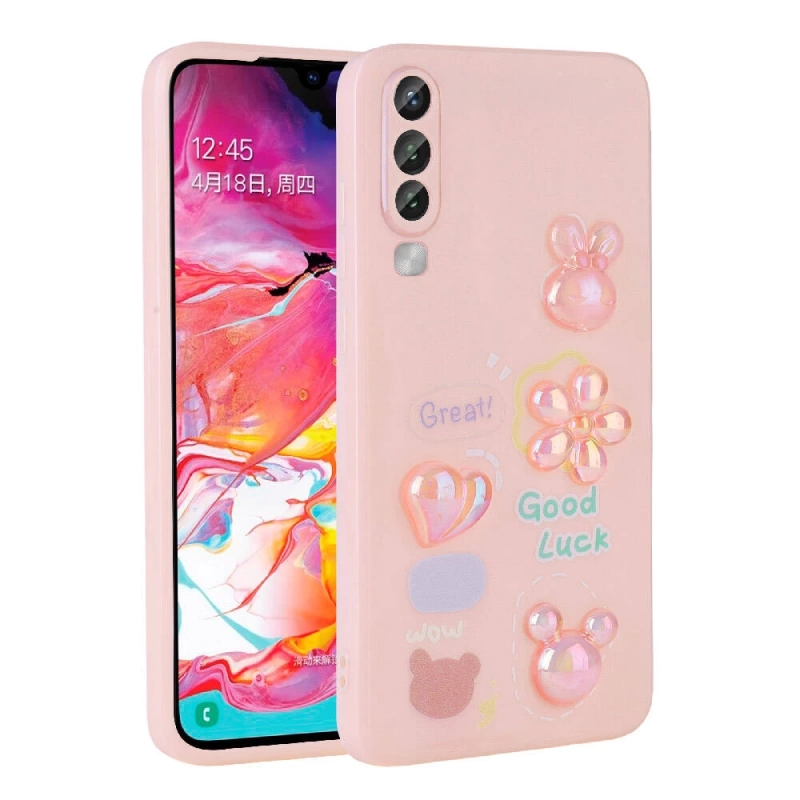 Galaxy A50 Kılıf Kabartma Figürlü Parlak Zore Toys Silikon Kapak