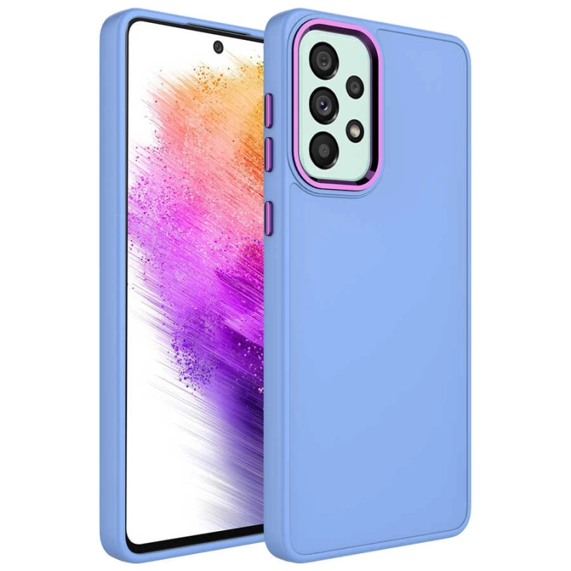 Galaxy A52 Kılıf Metal Çerçeve ve Buton Tasarımlı Silikon Zore Luna Kapak