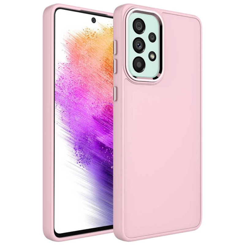 Galaxy A52 Kılıf Metal Çerçeve ve Buton Tasarımlı Silikon Zore Luna Kapak