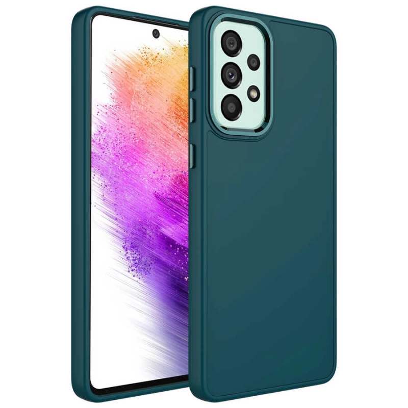 Galaxy A52 Kılıf Metal Çerçeve ve Buton Tasarımlı Silikon Zore Luna Kapak