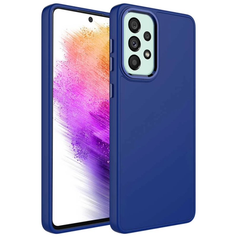 Galaxy A52 Kılıf Metal Çerçeve ve Buton Tasarımlı Silikon Zore Luna Kapak