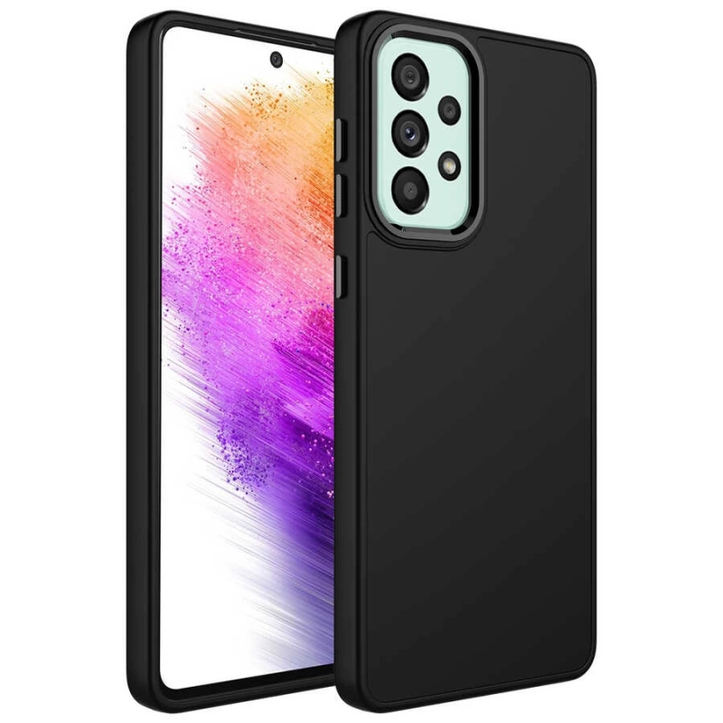 Galaxy A52 Kılıf Metal Çerçeve ve Buton Tasarımlı Silikon Zore Luna Kapak