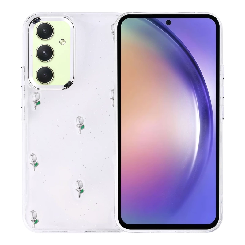 Galaxy A54 Kılıf Airbag Tasarımlı Simli Şeffaf Zore Kutup Kapak