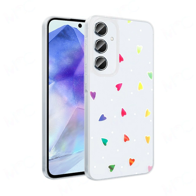 Galaxy A55 Kılıf Şeffaf Figürlü Zore Folk Sert Kapak